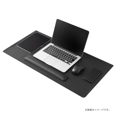 ナカバヤシ リストレスト付きPUレザーデスクマット/ブラック MUP-937BK (tm)の商品画像2枚目