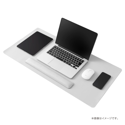 ナカバヤシ リストレスト付きPUレザーデスクマット/グレー MUP-937GY (tm)の商品画像2枚目