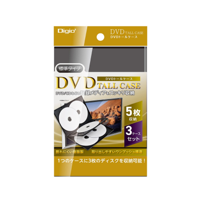 ナカバヤシ　DVDトールケース1ケース5枚収納 3パック／ブラック　DVD-T015-3BK　(tm)の商品画像1枚目