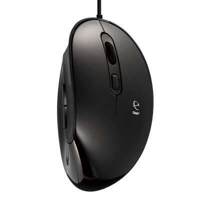 ナカバヤシ 有線静音5ボタンBlueLEDエルゴマウス/ブラック MUS-UKF171BK (tm)の商品画像1枚目