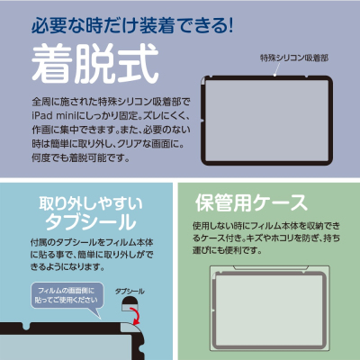 ナカバヤシ iPad mini用 着脱式ペーパータッチフィルム TBF-IPM21FDGPK (tm)の商品画像6枚目