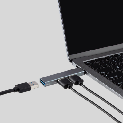 ナカバヤシ USB3.2G1+2.0Type-C3ポート変換ハブ/グレー UH-C3413GY (tm)の商品画像3枚目