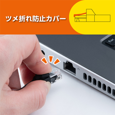 ナカバヤシ　CAT.6A　固定できるLANケーブル　2m／黒　C6A-K020BK　(tm)の商品画像4枚目