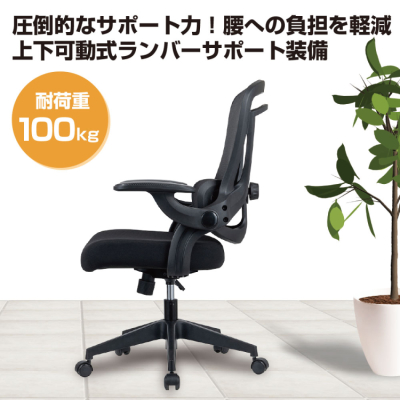 ナカバヤシ ランバーサポートメッシュチェア/ブラック CNN-008BK (tm)の商品画像2枚目