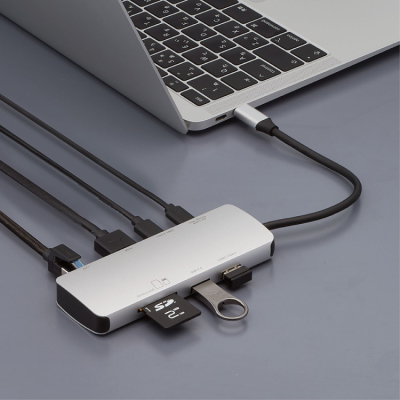 ナカバヤシ PD対応 Type-C 8in1マルチコネクトドッキングステーション/シルバー UD-C15SL (tm)の商品画像1枚目