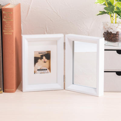 ナカバヤシ 鏡&フォトフレーム/2面/L・チェキ/ホワイト F-TW-116-Wの商品画像3枚目