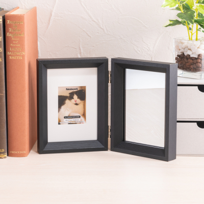 ナカバヤシ 鏡&フォトフレーム/2面/L・チェキ/ブラック F-TW-116-Dの商品画像3枚目