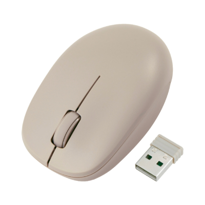 ナカバヤシ　無線静音　3ボタン　BlueLEDマウス／グレージュ　MUS-RKT247GY　(tm)の商品画像1枚目