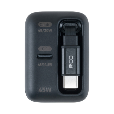 ナカバヤシ　リールケーブル付USB　PD充電器45W／ブラック　JYU-ACR0145BK　(tm)の商品画像2枚目