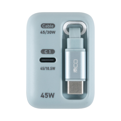 ナカバヤシ　リールケーブル付USB　PD充電器45W／ブルーグレー　JYU-ACR0145BL　(tm)の商品画像2枚目