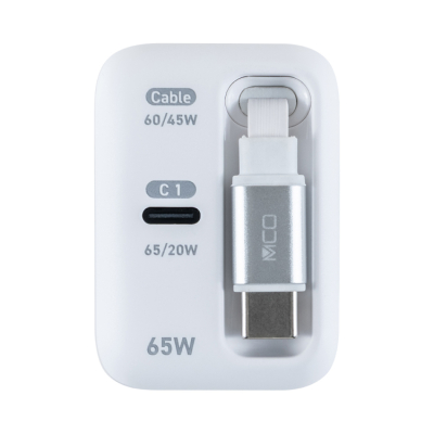 ナカバヤシ　リールケーブル付USB　PD充電器65W／ホワイト　JYU-ACR0165W　(tm)の商品画像2枚目