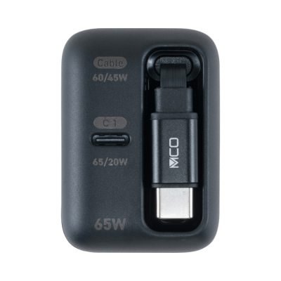 ナカバヤシ　リールケーブル付USB　PD充電器65W／ブラック　JYU-ACR0165BK　(tm)の商品画像2枚目