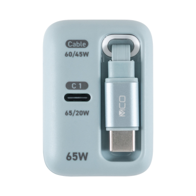 ナカバヤシ リールケーブル付USB PD充電器65W/ブルーグレー JYU-ACR0165BL (tm)の商品画像2枚目