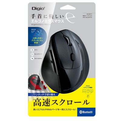 ナカバヤシ 高速スクロール Bluetooth5.0 エルゴノミクス5ボタン BlueLEDマウス/ブラック MUS-BKF177BK (tm)の商品画像12枚目