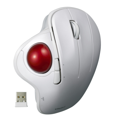 ナカバヤシ 角度可変スタンド付き。無線 親指5ボタン光学式トラックボール/ホワイト MUS-TRIF180W (tm)の商品画像6枚目