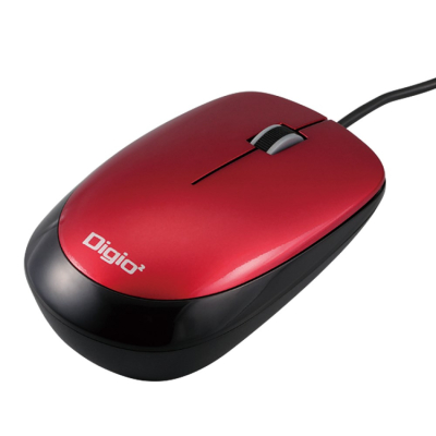 ナカバヤシ 小型 有線 3ボタン光学式マウス レッド MUS-UKT114GR (tm) の商品画像2枚目