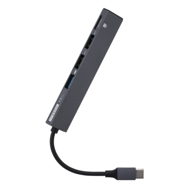 ナカバヤシ アルミ極薄USBハブ【STIX】シリーズ USB3.2Gen1+2.0 Type-C 3ポート変換µSDカ COM-C3MSD123GY (tm) の商品画像3枚目