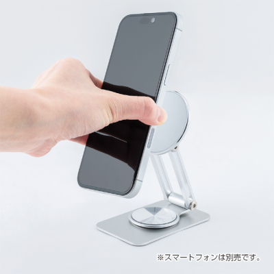 ナカバヤシ　回転MagSafeスタンド　ミニ／シルバー　SST-23SL　(tm)の商品画像3枚目