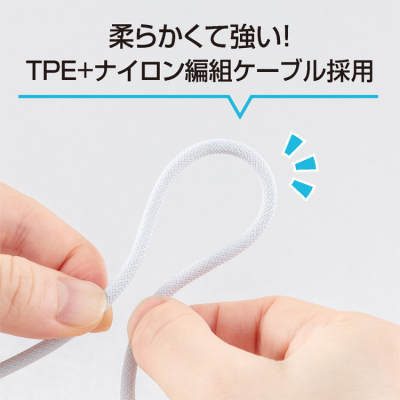 ナカバヤシ　GaN　65W　PD充電器　2m／白　JYU-AC0220W　(tm)の商品画像7枚目