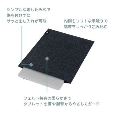 ナカバヤシ　Cloud-Felt 14インチPC・タブレットスリーブケース ライトグレー　SZC-FC142501LGY　(tm)の商品画像2枚目