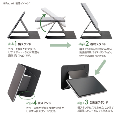 ナカバヤシ iPad Air 11インチ用フォリオ<MAGCOVER>/ブラック TBC-IPA2501BK (tm)の商品画像7枚目