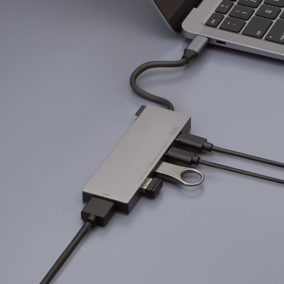 ナカバヤシ 【STIX】PD対応 Type-C 5in1スタンダードドッキングステーション/グレー UD-C13GY (tm)の商品画像1枚目