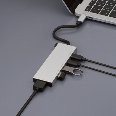 ナカバヤシ 【STIX】PD対応 Type-C 5in1スタンダードドッキングステーション/シルバー UD-C13SL (tm)の商品画像1枚目