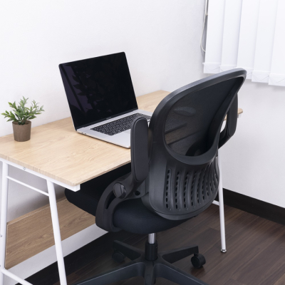 ナカバヤシ　レザー＆メッシュチェア／ブラック　CNN-006BK　(tm)の商品画像4枚目