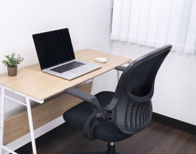 ナカバヤシ　レザー＆メッシュチェア／ブラック　CNN-006BK　(tm)の商品画像5枚目