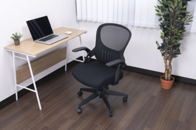 ナカバヤシ　レザー＆メッシュチェア／ブラック　CNN-006BK　(tm)の商品画像12枚目