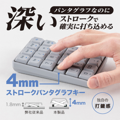 ナカバヤシ　ワイヤレステンキー　ロングストローク／グレー　TEN24G04GY　(tm)の商品画像3枚目