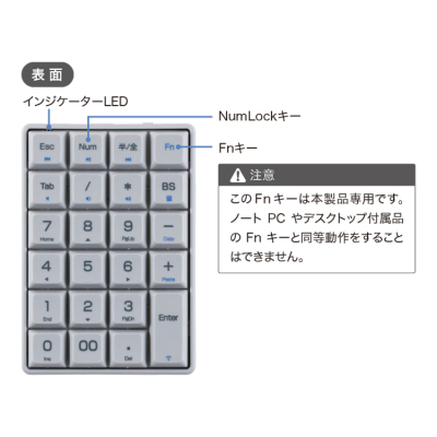 ナカバヤシ　ワイヤレステンキー　ロングストローク／グレー　TEN24G04GY　(tm)の商品画像10枚目