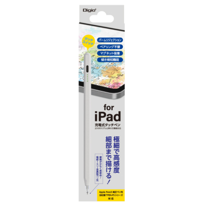 ナカバヤシ　iPad専用充電式タッチペン<金属製ペン先タイプ>/ライトグレー　TPEN-006GY　(tm)の商品画像4枚目