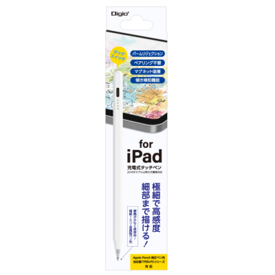 ナカバヤシ iPad専用充電式タッチペン<金属製ペン先タイプ>/ホワイト TPEN-006W (tm)の商品画像4枚目