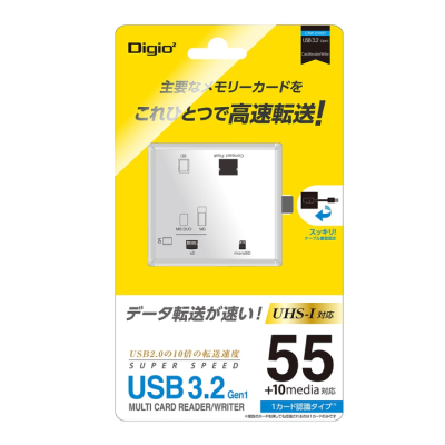ナカバヤシ USB3.2Gen1マルチカードリーダー・ライター【CRW-37M87シリーズ】ホワイト CRW-37M87W　(tm)　の商品画像3枚目