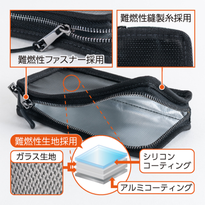 ナカバヤシ　耐火バッテリーポーチ　ケーブルホール付き　Mサイズ　CBT-03BK　(tm)の商品画像5枚目