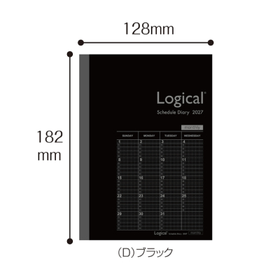 【2027年度版 手帳】 ナカバヤシ ロジカルダイアリー2027月間ノートタイプB/B6/ブラック NS-B602-27BD 【ポスト投函1】の商品画像2枚目
