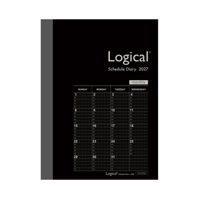 【2027年度版 手帳】 ナカバヤシ ロジカルダイアリー2027月間ノートタイプB/A6/ブラック NS-A602-27BD 【ポスト投函1】の商品画像1枚目
