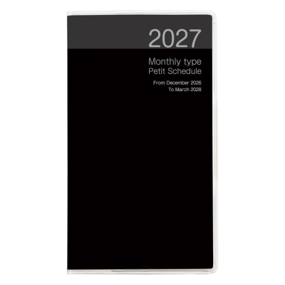 【2027年度版 手帳】 ナカバヤシ プチスケジュール2027マンスリー／ブラック PSV-002-27D 【ポスト投函1】の商品画像1枚目
