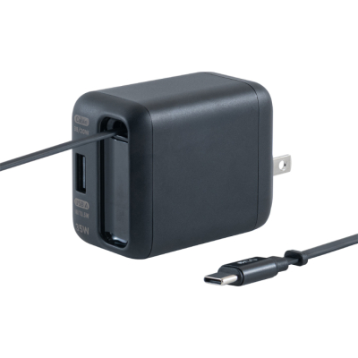 ナカバヤシ 巻取りケーブル付USB PD充電器 35W ブラック JYU-ACR0135BK (tm)の商品画像1枚目