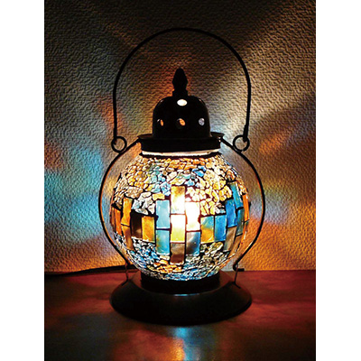 イシグロ　モザイクランプ　クリムト　ランタン型　ブルー