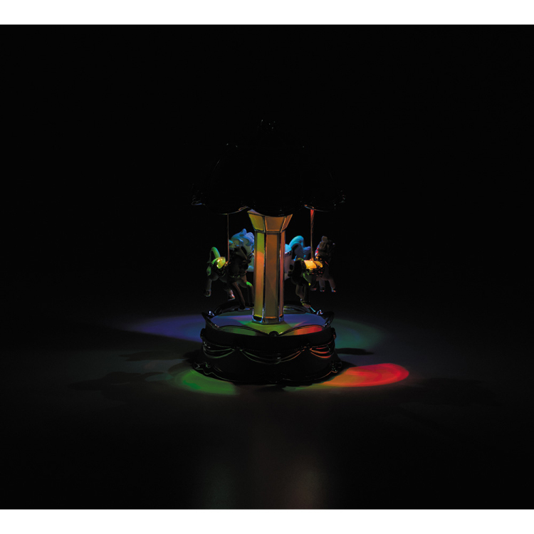 イシグロ　オルゴールメリーゴーランド S ブルー×シルバー(LED付)の商品画像2枚目