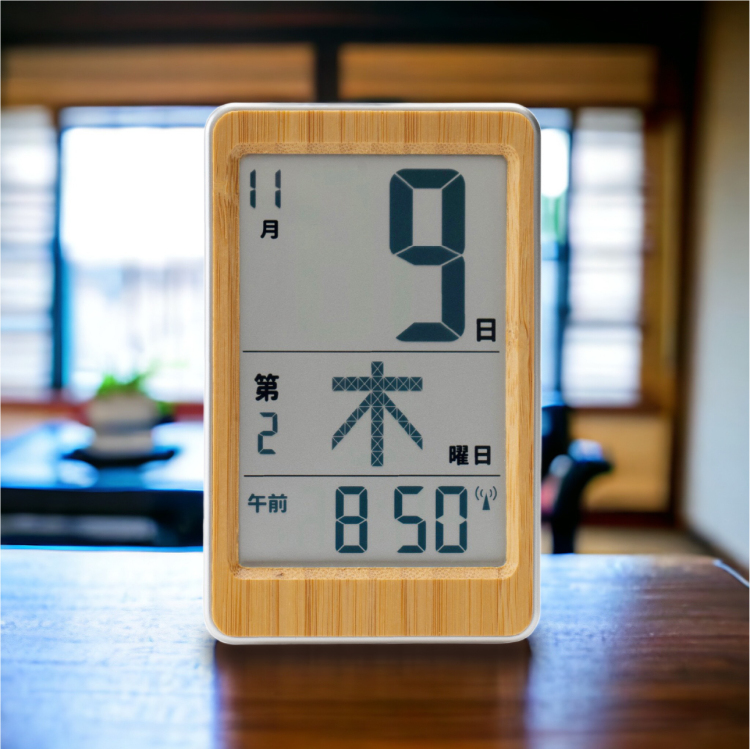 アデッソ　竹のミニ日めくり電波時計の商品画像4枚目