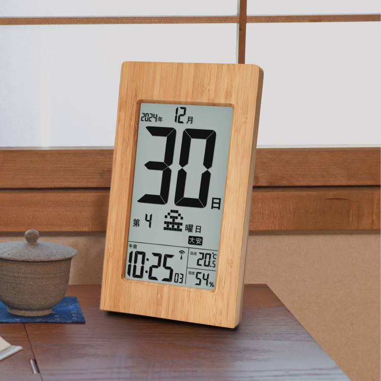 アデッソ　竹の日めくり電波時計の商品画像2枚目