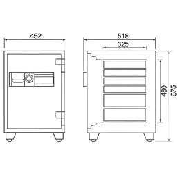 【車上渡し】ダイヤセーフ(旧:日本金銭機械) 耐火金庫 MEK68-6 プッシュタイプ 1時間耐火 94kg【送料無料】【メーカー直送】の商品画像2枚目