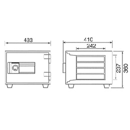【軒先渡し】ダイヤセーフ(旧:日本金銭機械) 家庭用耐火金庫 MEK34-4 プッシュタイプ 1時間耐火 A4サイズ用紙収納 38kg【送料無料】【メーカー直送】の商品画像2枚目