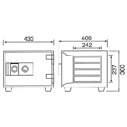 【軒先渡し】ダイヤセーフ(旧:日本金銭機械) 家庭用耐火金庫 DW34-4 2キータイプ 1時間耐火 A4サイズ用紙収納 38kg【送料無料】【メーカー直送】の商品画像2枚目