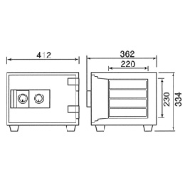 【軒先渡し】ダイヤセーフ(旧:日本金銭機械) 家庭用耐火金庫 DW30-4 2キータイプ 30分耐火 A4用紙収納 30kg【送料無料】【メーカー直送】の商品画像2枚目