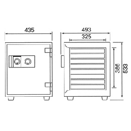 【車上渡し】ダイヤセーフ(旧:日本金銭機械) 耐火金庫 DW52-8 2キータイプ 1時間耐火 75kg【送料無料】【メーカー直送】の商品画像2枚目