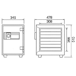 【軒先渡し】ダイヤセーフ(旧:日本金銭機械) 家庭用耐火金庫 MEK50-7 プッシュタイプ 1時間耐火 A4サイズ用紙収納 53kg【送料無料】【メーカー直送】の商品画像2枚目